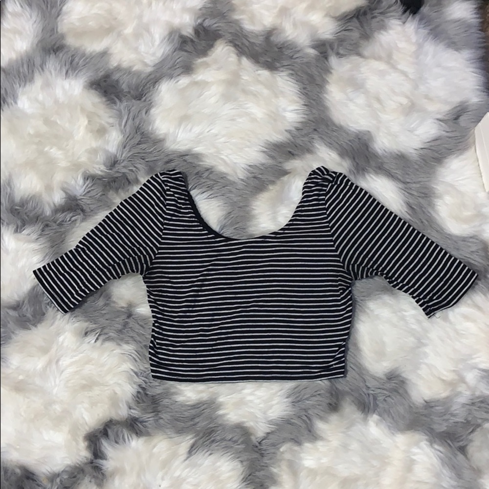 Black & White Striped Crop Top